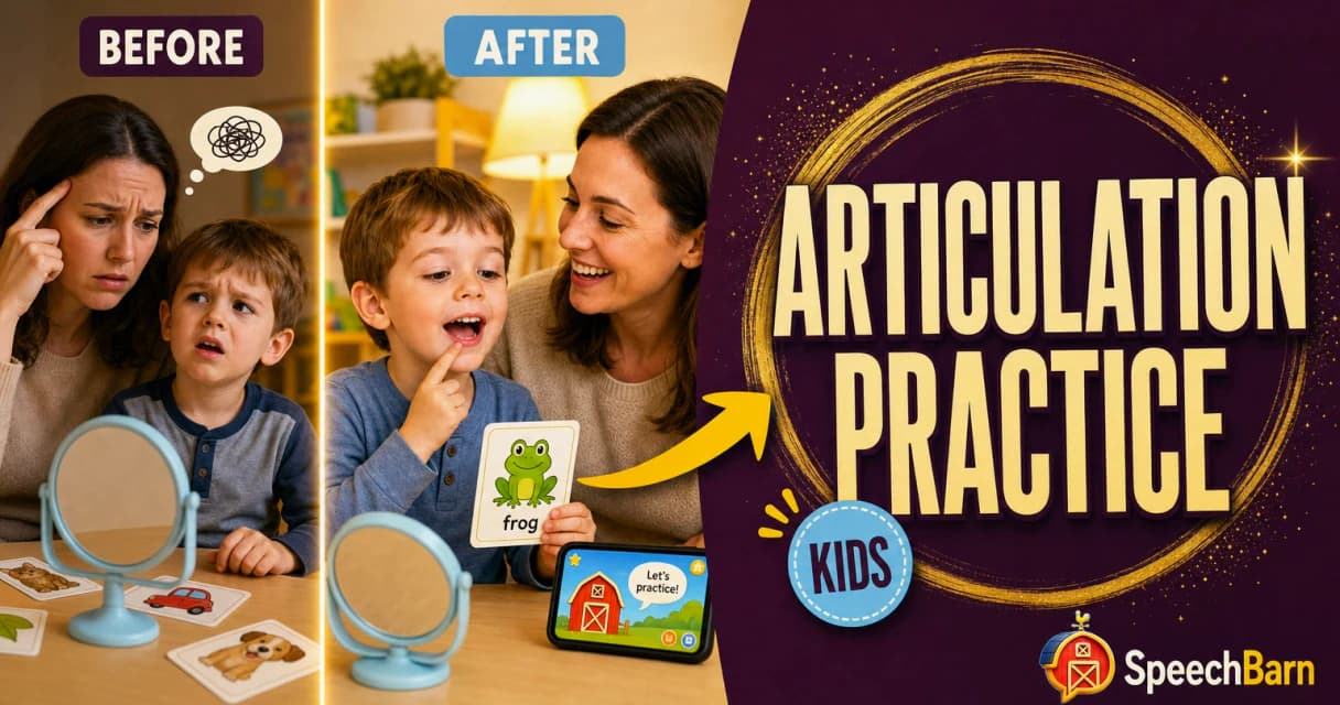 Articulation practice for kids thumbnail with sound cards and parent