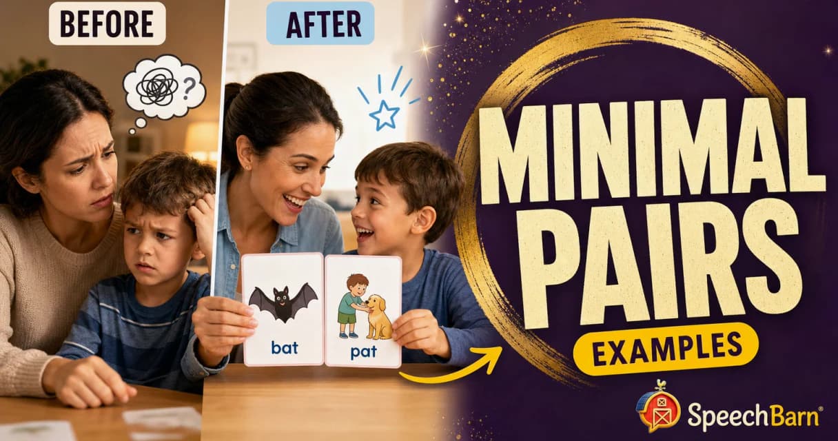 Minimal pairs speech therapy thumbnail with word cards