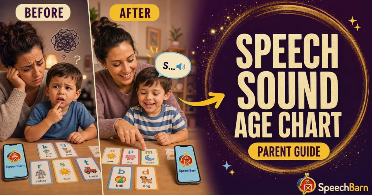 Speech sound age chart thumbnail with child sound cards