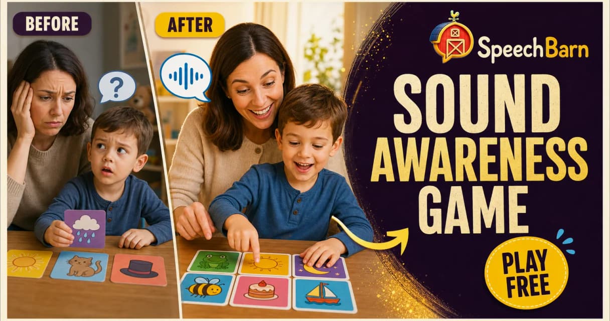 Phonological awareness game thumbnail with child playing sound matching