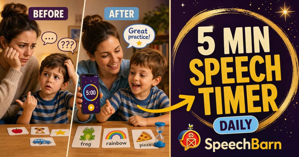 Speech practice timer thumbnail with parent and child five minute routine