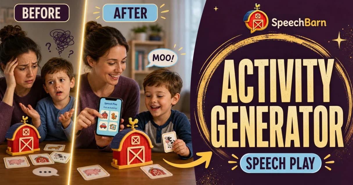 Speech therapy activity generator thumbnail with playful home practice